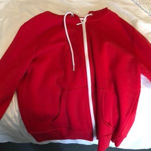 RED ZIP UP HOODIE